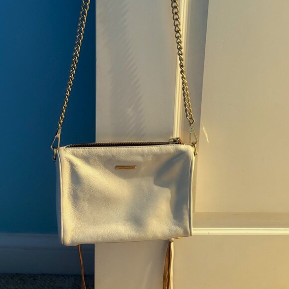 REBECCA MINKOFF Vintage Solid Cream 100% Genuine Leather & Gold hardware - Picture 3 of 12
